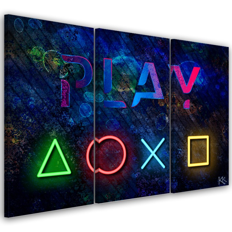 Three piece picture canvas print, Buttons for the pad and Play text