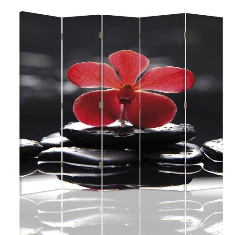 Room divider Double-sided, Zen with red orchid