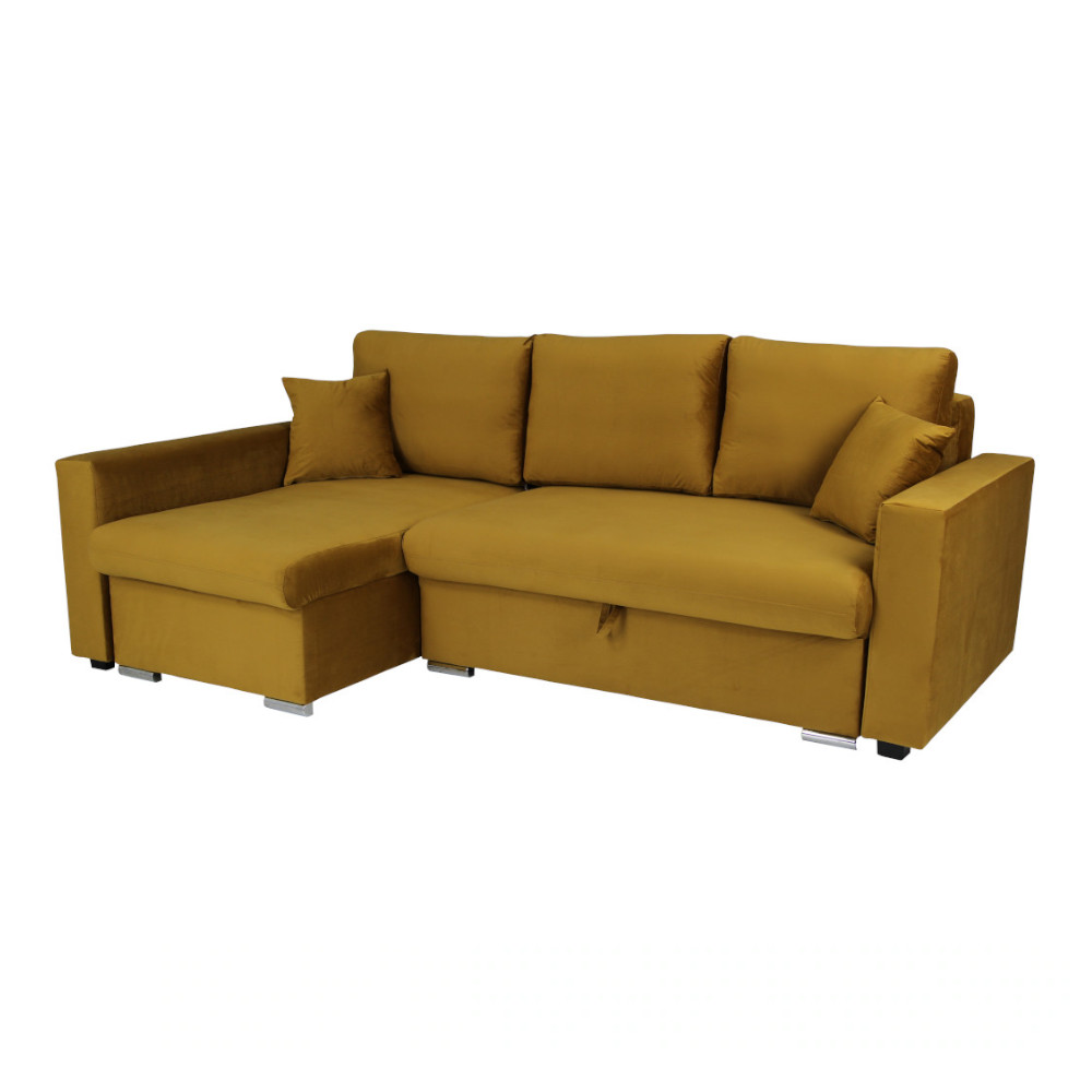 Flavio Corner Sofa Bed Velluto 08 Mustard Yellow