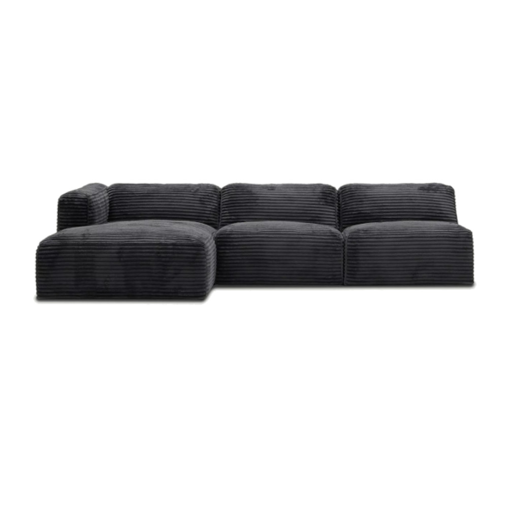 Moved XL 4 Seater Corner Sofa 1 Arm Black Tilia 100