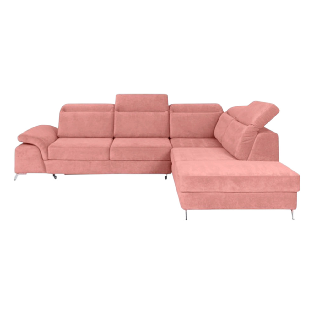Calvaro Corner Sofa Bed Right Pink Velvet 63