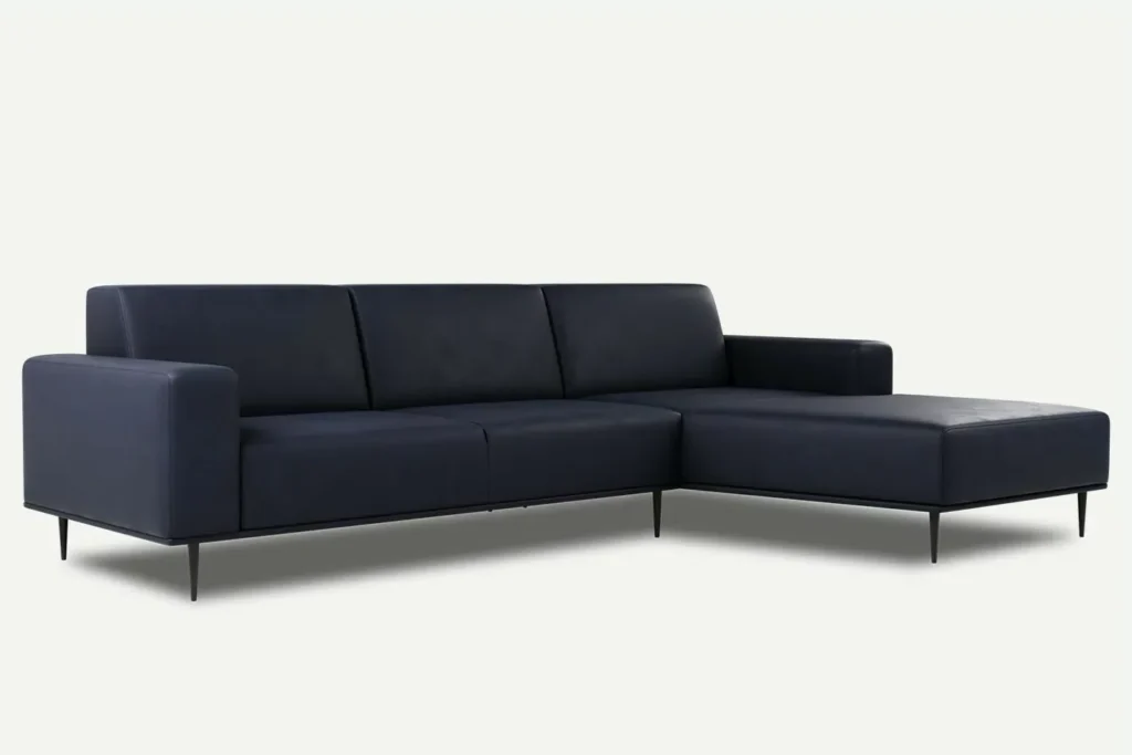 navy blue corner sofa, Daglas sectional sofa, modern family sofa, plush fabric corner couch