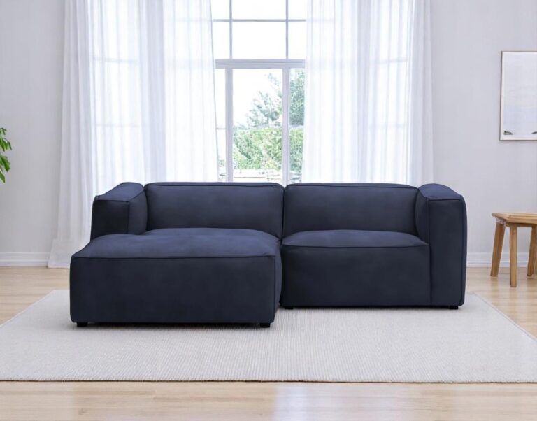 Moved II Small and Modern Corner Sofa Dark Navy Letto 79