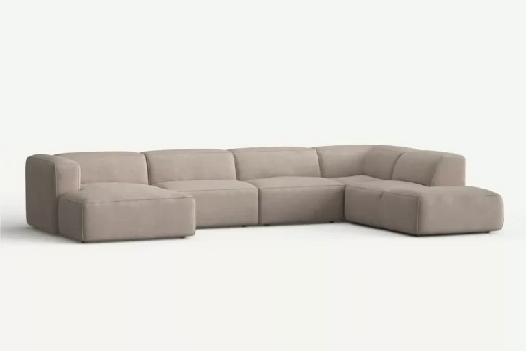 Moved Corner Sofa U Shape Right Chaise Beige Castel 15