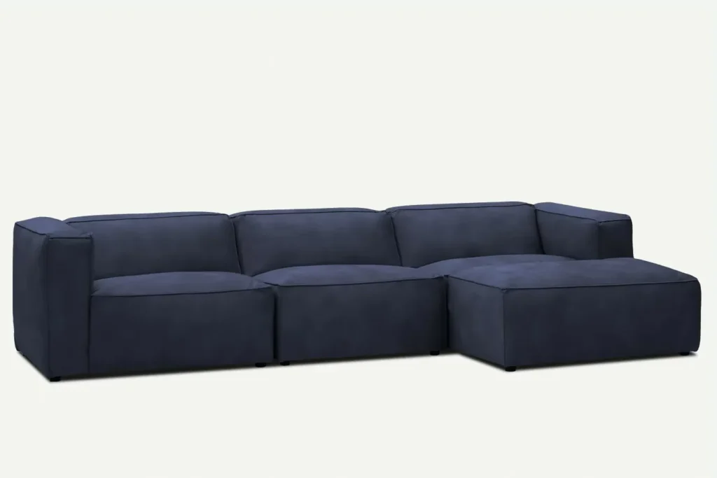 navy blue corner sofa, modern 4-seater sofa, dark navy Letto sofa, contemporary living room furniture, stylish corner sofa, navy blue sectional couch, elegant home decor, comfortable seating, interior design inspiration, sofa color comparison, modern living room setup, versatile sofa colors