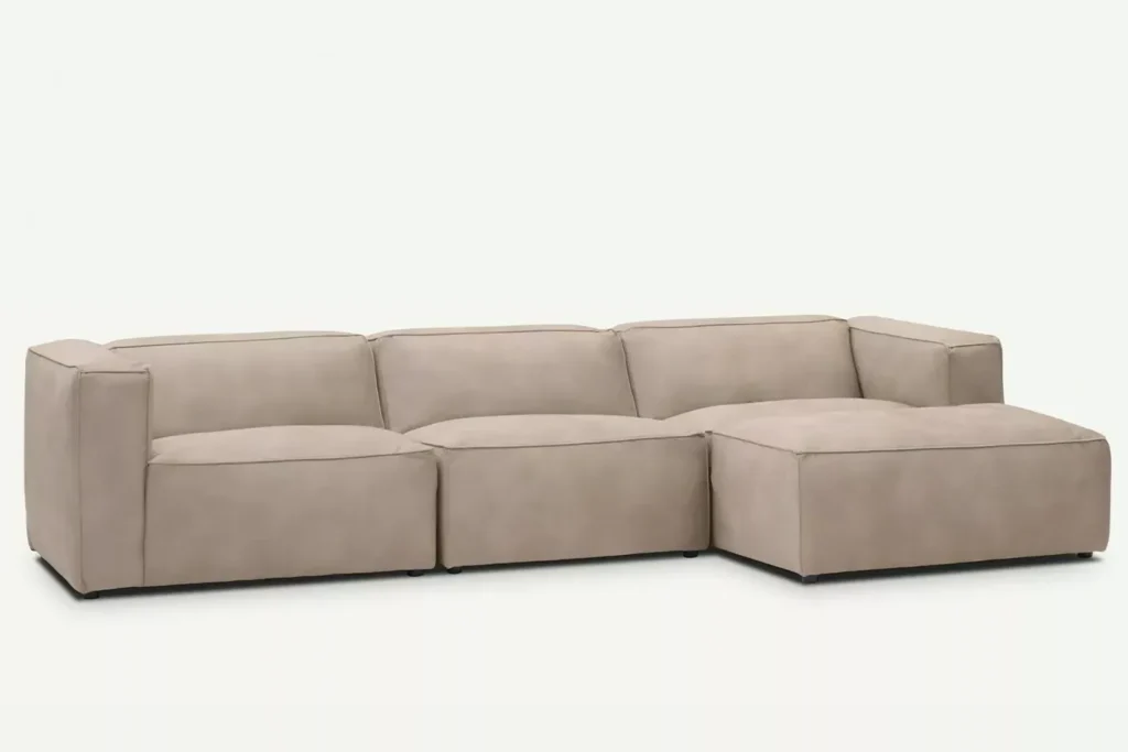 warm beige corner sofa, modern 4-seater sofa, beige Letto sofa, contemporary living room furniture, stylish corner sofa, beige sectional couch, elegant home decor, comfortable seating, interior design inspiration, sofa color comparison, modern living room setup, versatile sofa colors