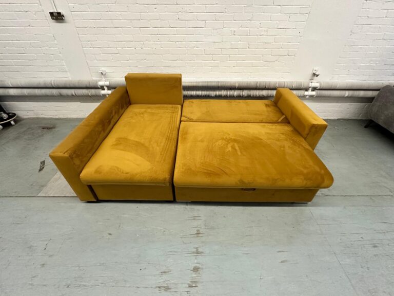 Flavio Corner Sofa Bed Left Plush Mustard Yellow