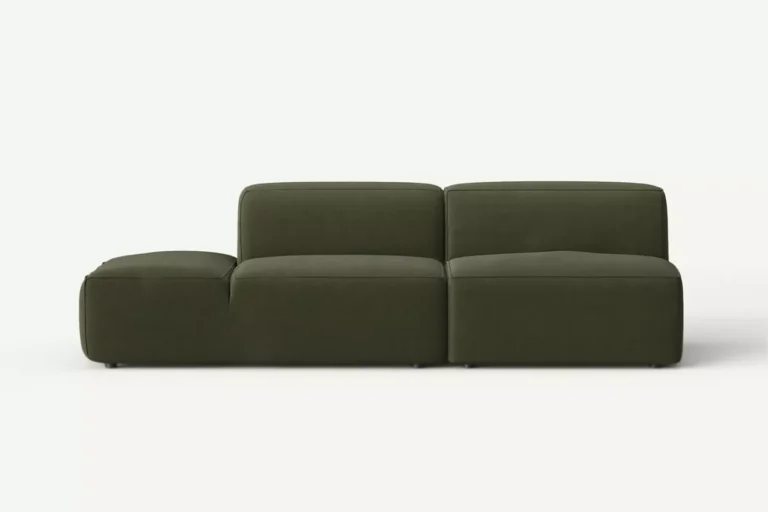 Moved XL Modern 3 Seater Armless Chaise Sofa Green Castel 39