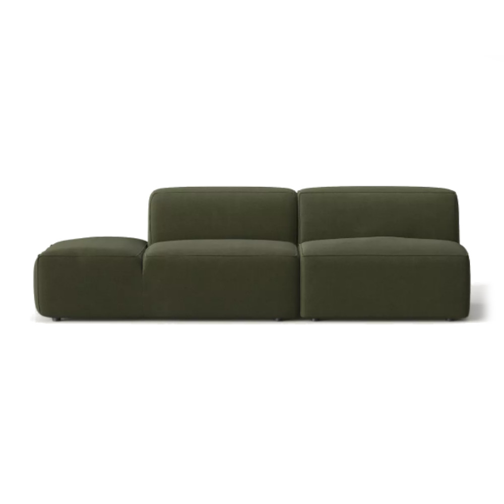 Moved XL Modern 3 Seater Armless Chaise Sofa Green Castel 39