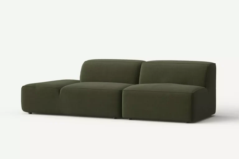 Moved XL Modern 3 Seater Armless Chaise Sofa Green Castel 39