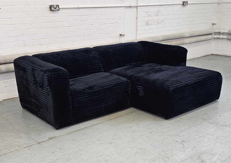 Moved XL Modern 3 Seater Corner Sofa Right Black Tilia 100