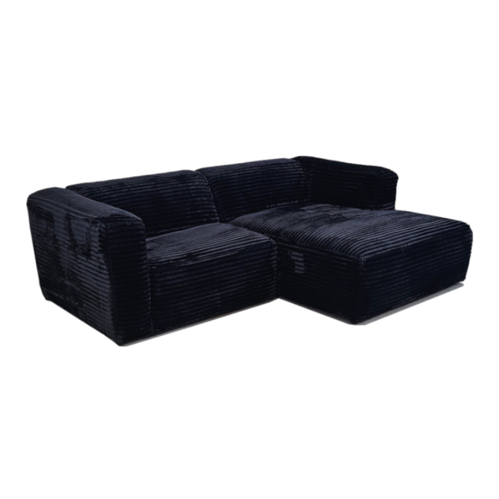 Moved XL Modern 3 Seater Corner Sofa Right Black Tilia 100