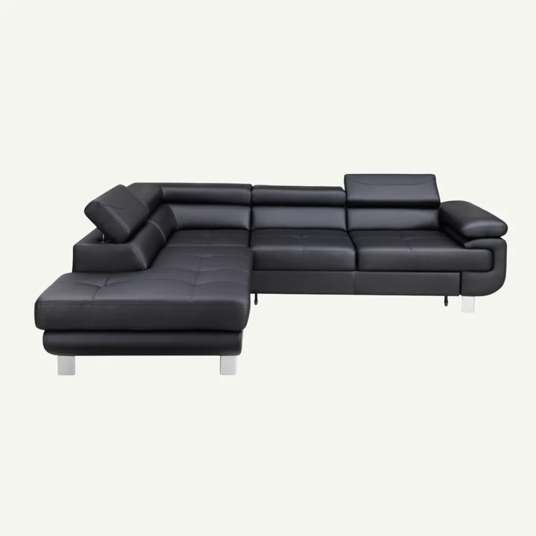 Lotos Corner Sofa Bed Left Black Leather Vienna 17