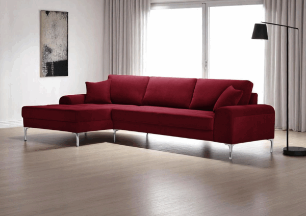 Russel Corner Sofa Left Burgundy Plush Claret