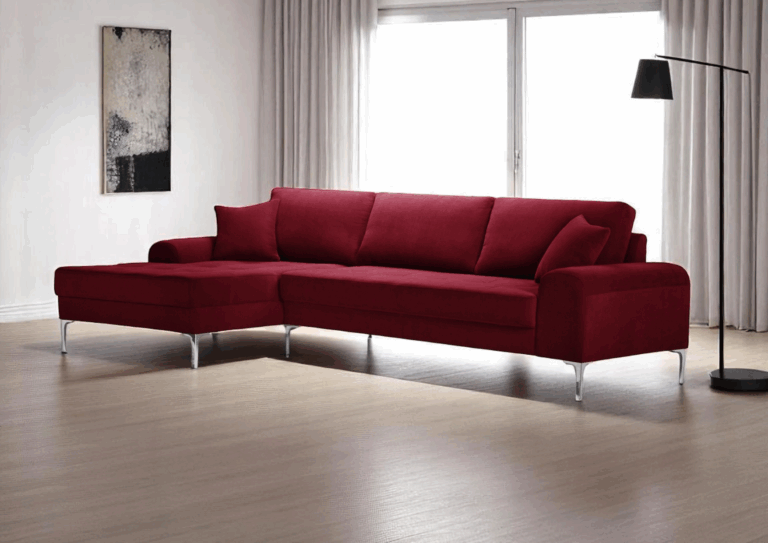 Russel Corner Sofa Left Burgundy Plush Claret