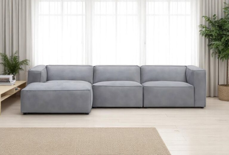 Moved Modern 4 Seater Corner Sofa Grey Letto 80