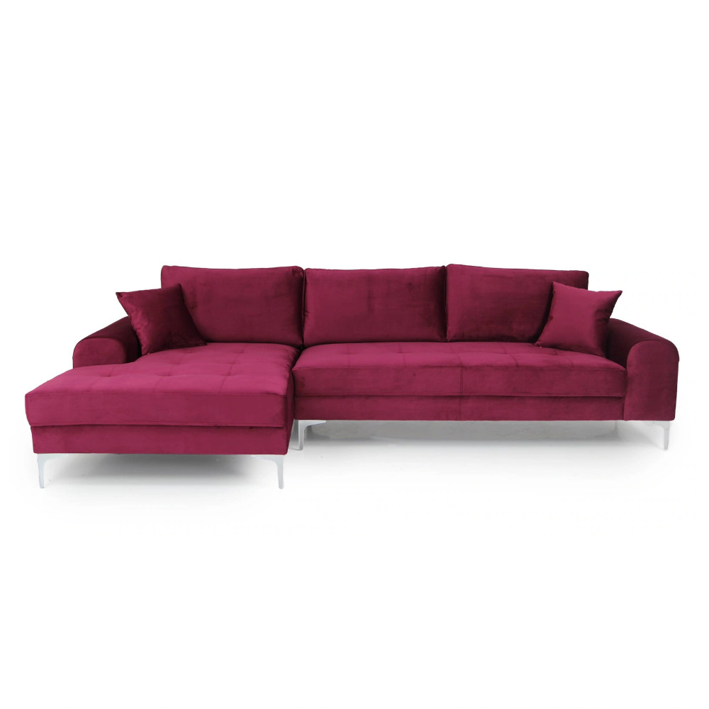 Russel Corner Sofa Left Burgundy Plush Claret