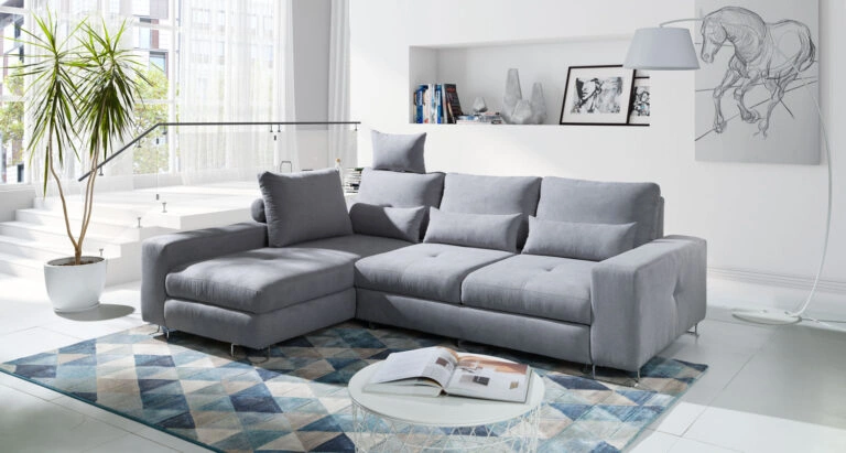 Asti Corner Sofa Bed Grey Monolith 84