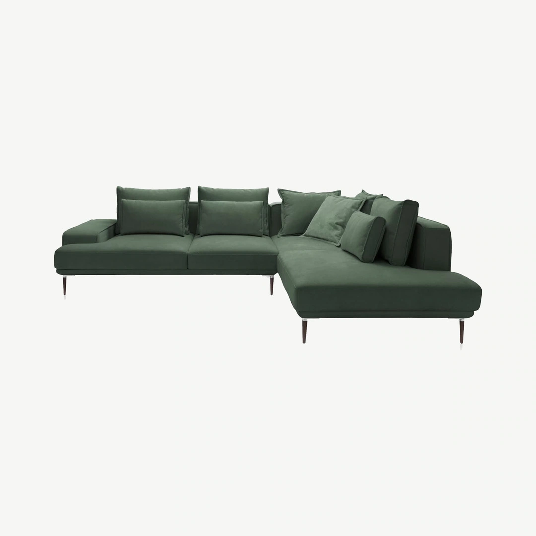 Livio Corner Sofa Bed Right Green