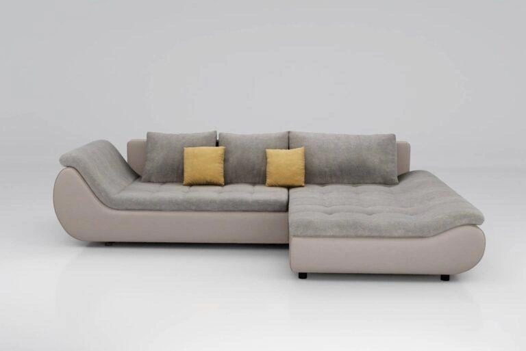 Prato Corner Sofa Bed Right Grey / Beige Deneris 9611 / Soft 8