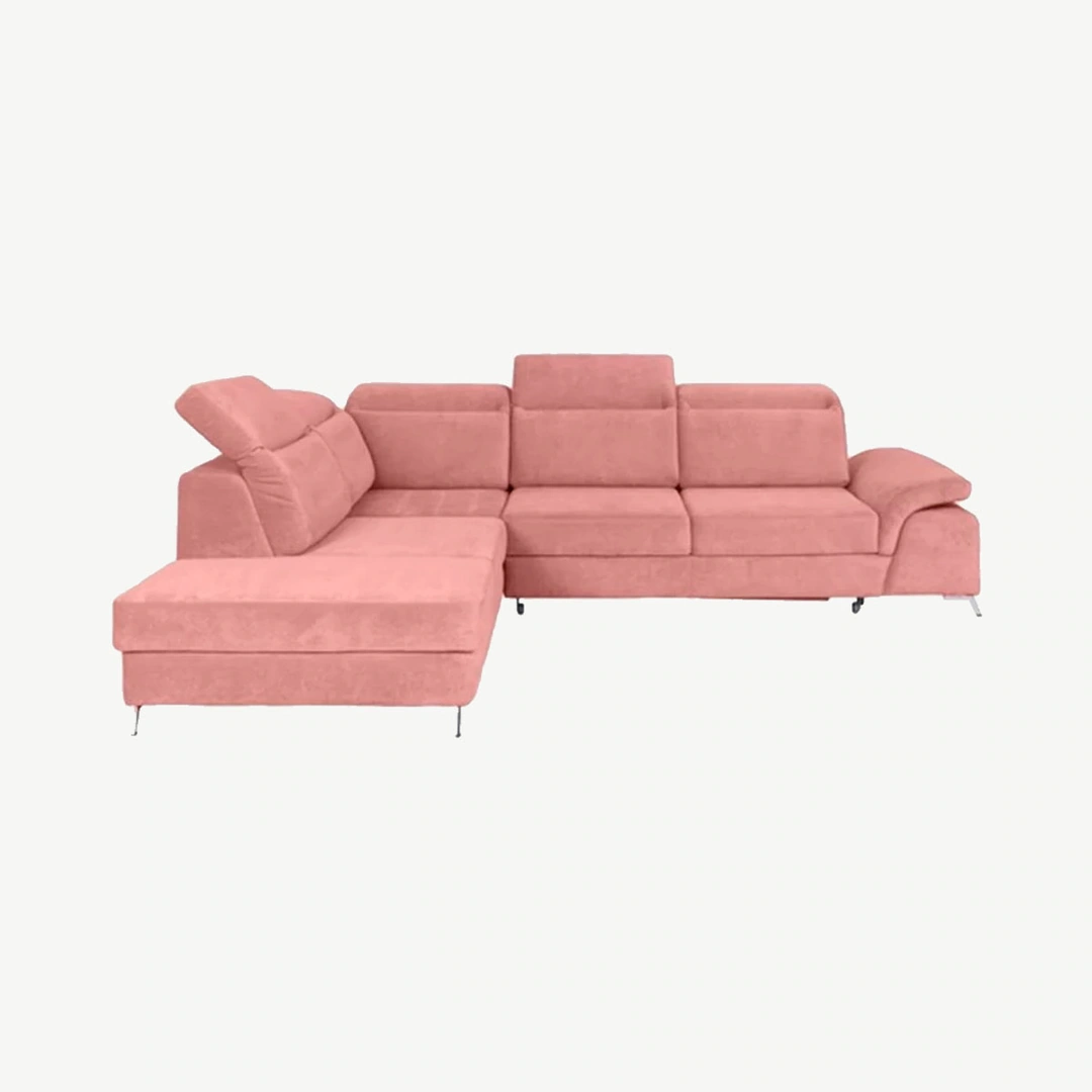 Calvaro Corner Sofa Bed Left Pink Velvet 63