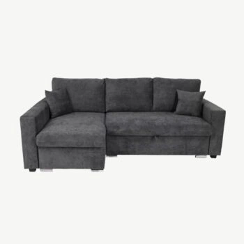 Flavio Corner Sofa Bed Left Dark Grey Kensington Charcoal