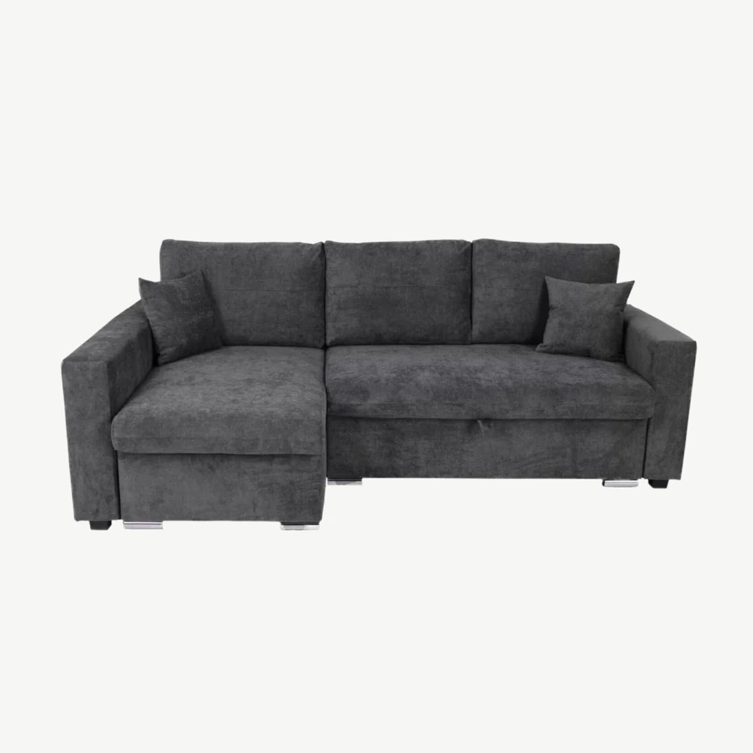 Flavio Corner Sofa Bed Left Dark Grey Kensington Charcoal