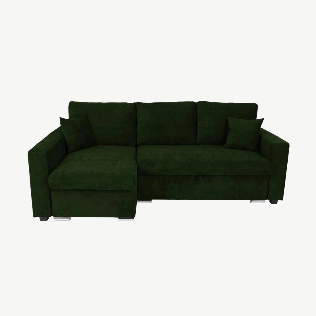 Flavio Corner Sofa Bed Left Velluto 27 Jungle Green