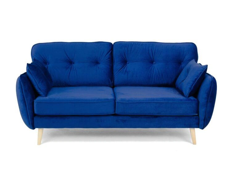 Ethan 3 Seater Sofa Blue Plush Marine