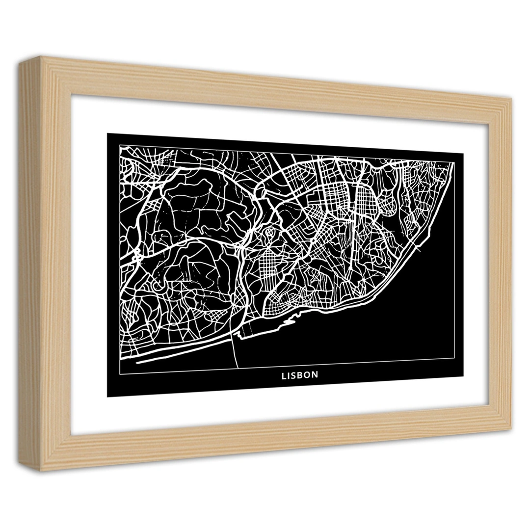 Picture in frame, City plan lisbon