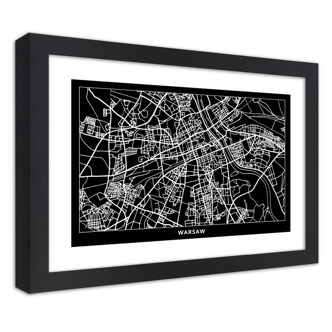 Picture in frame, City plan warsaw