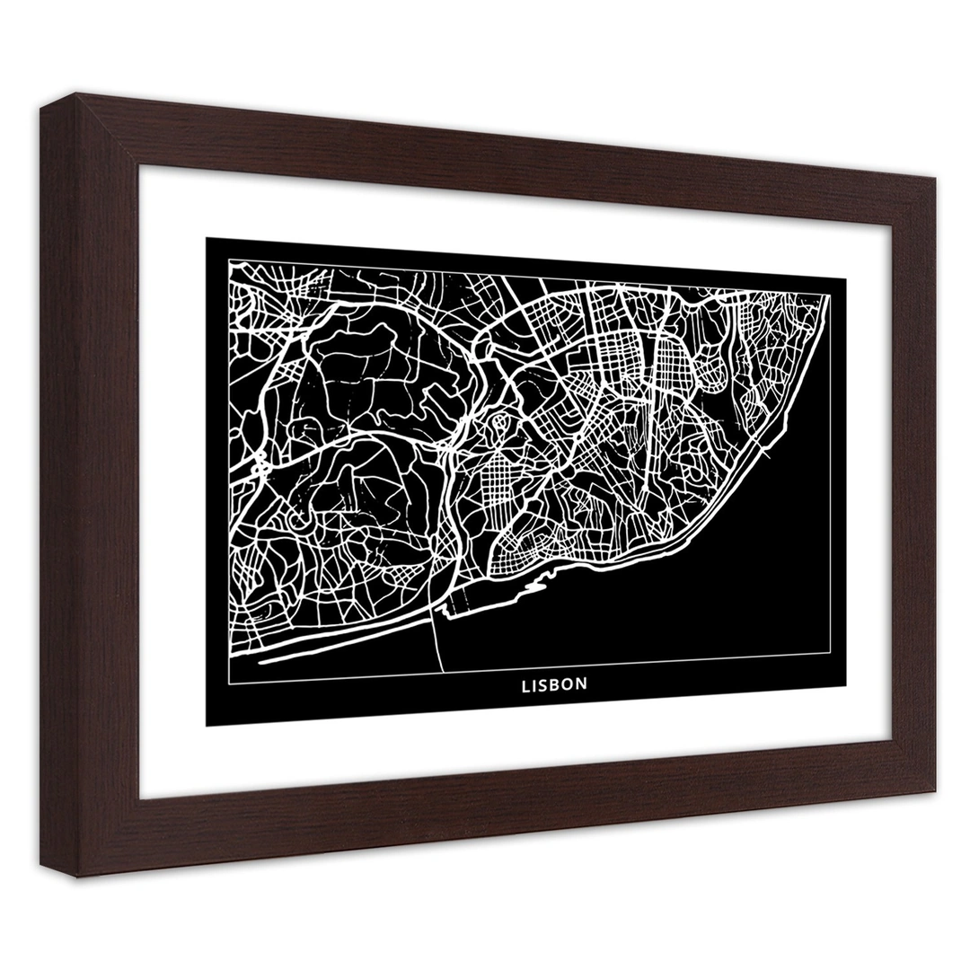 Picture in frame, City plan lisbon