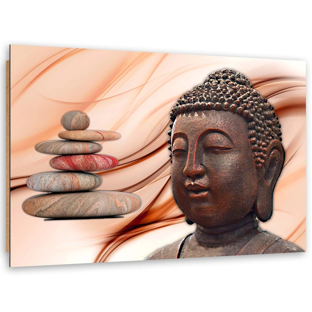 Deco panel print, Buddha head and stones - pink