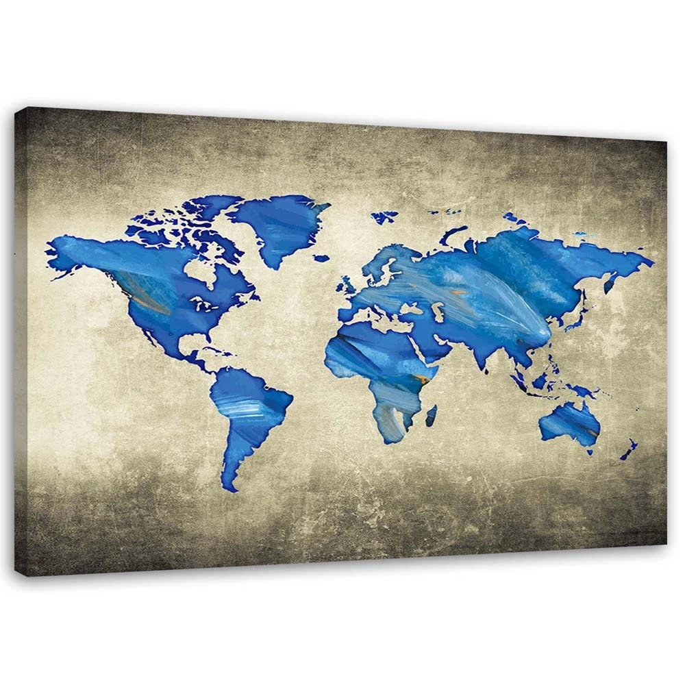 Canvas print, Blue world map