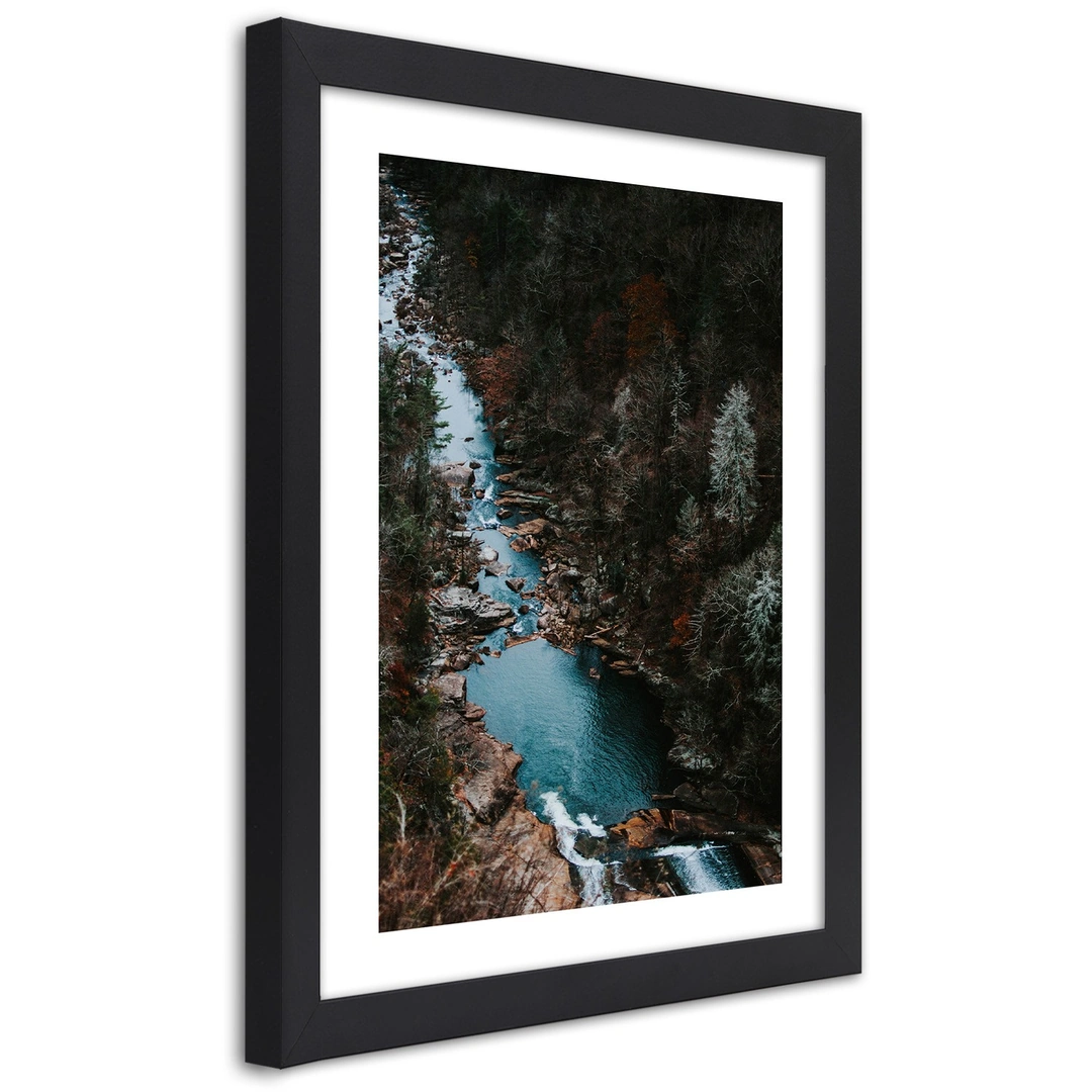 Picture in frame, River in the forest