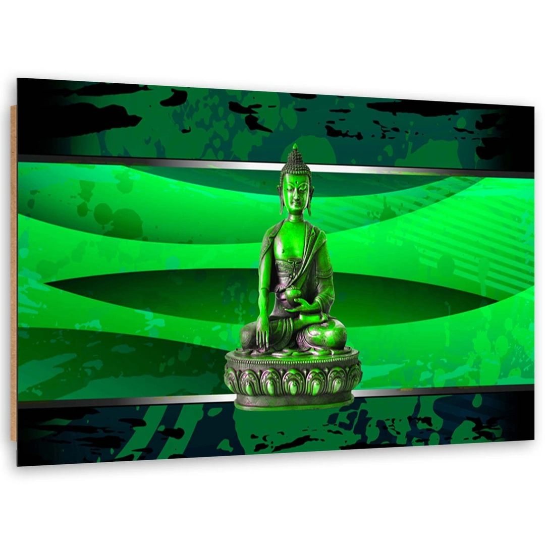 Deco panel print, Buddha on green background