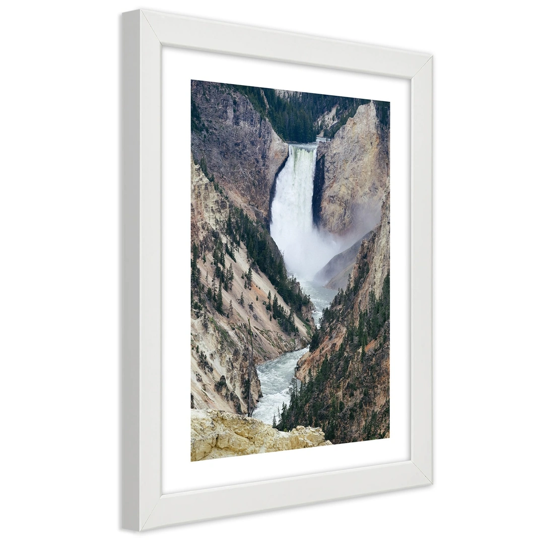 Picture in frame, Great waterfall in the mountains