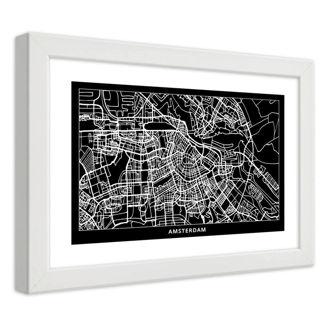 Picture in frame, City plan amsterdam