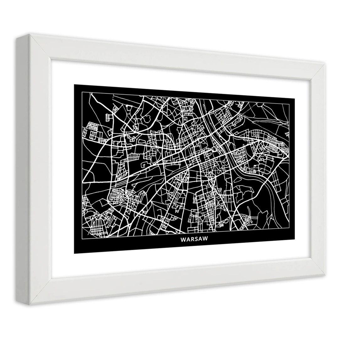 Picture in frame, City plan warsaw