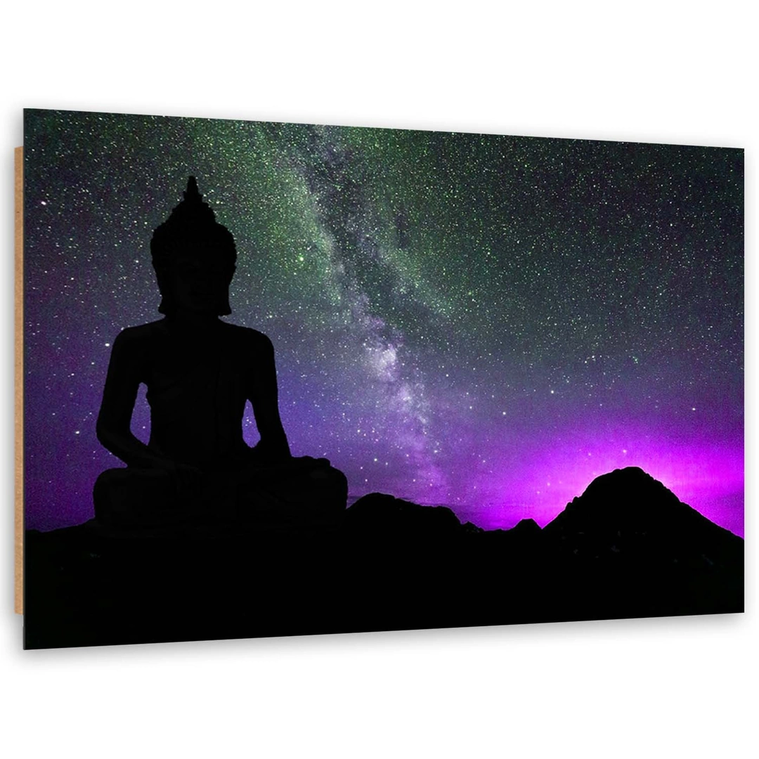 Deco panel print, Buddha and the aurora borealis