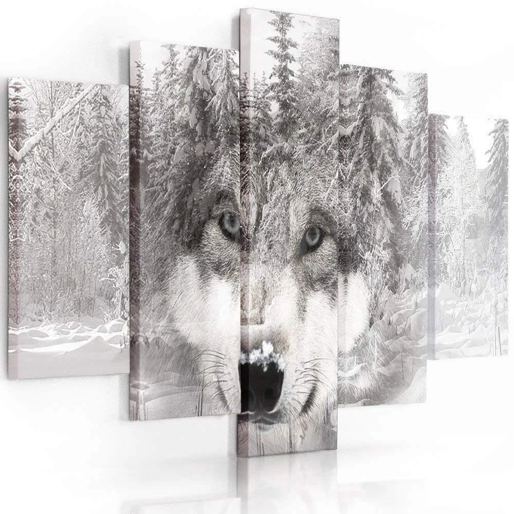 Five piece picture canvas print, Guardian of the forest