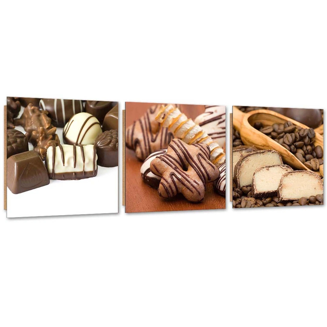 Set of three pictures deco panel, Chocolate pralines