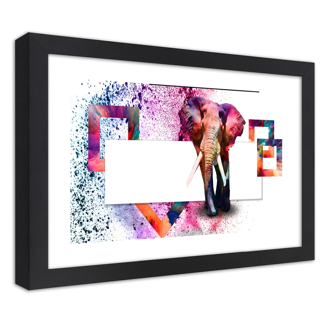 Picture in frame, Colourful elephant