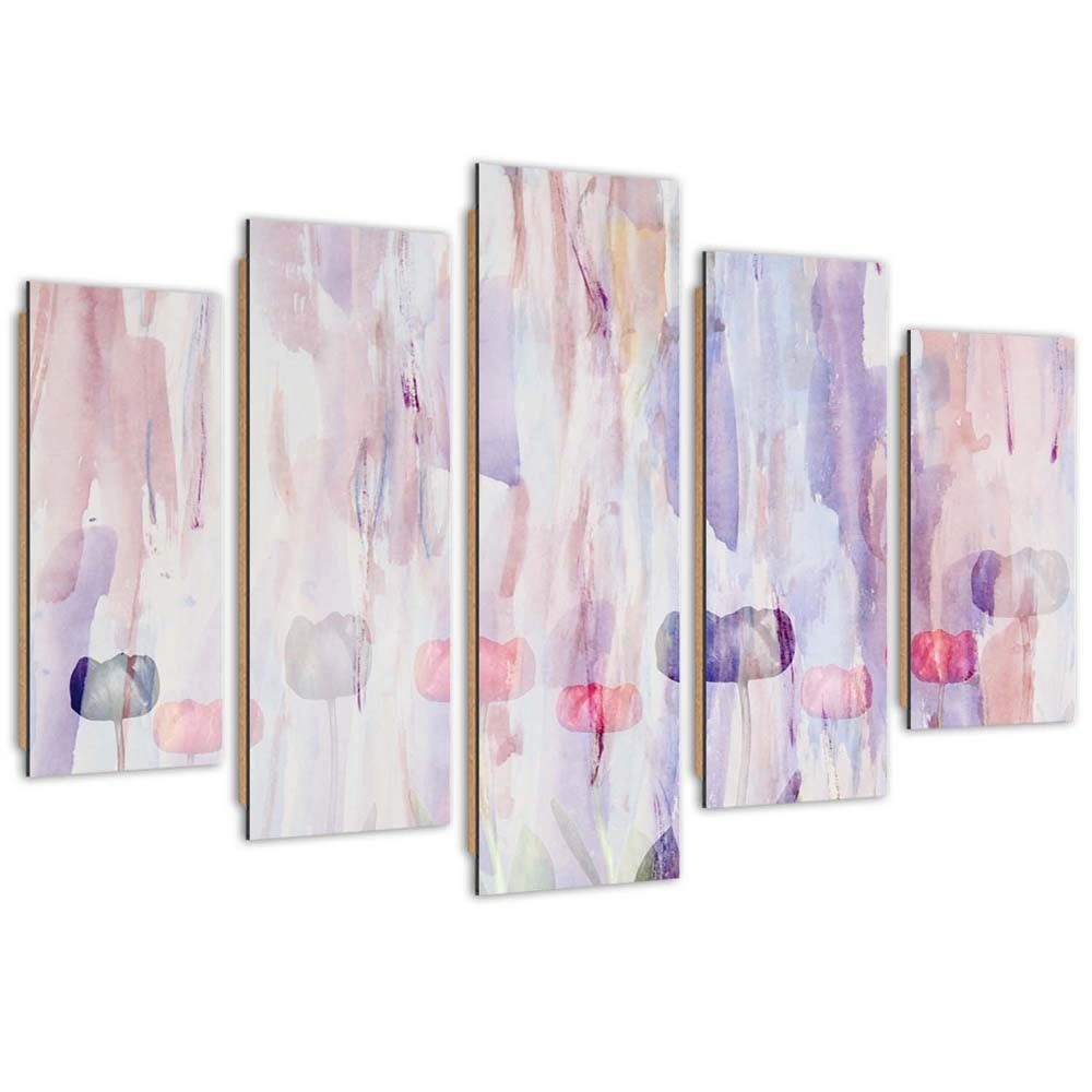 Five piece picture deco panel, Lilac abstraction