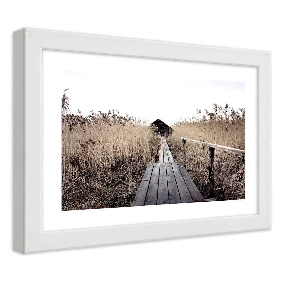 Picture in frame, Old pier in high reeds