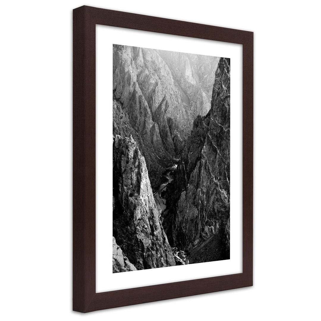 Picture in frame, Black and white mountain landscape