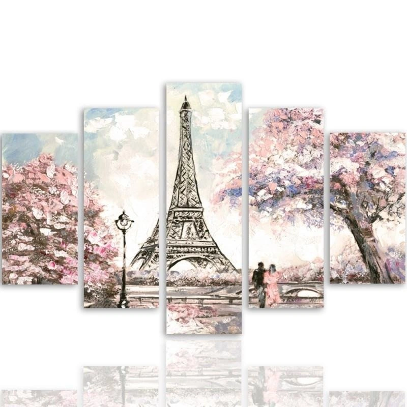 Five piece picture canvas print, Spring in paris