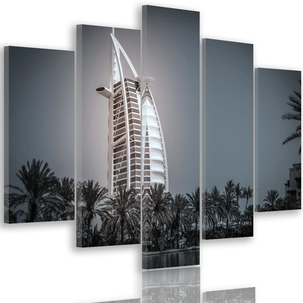 Five piece picture canvas print, Modern hotel in dubai