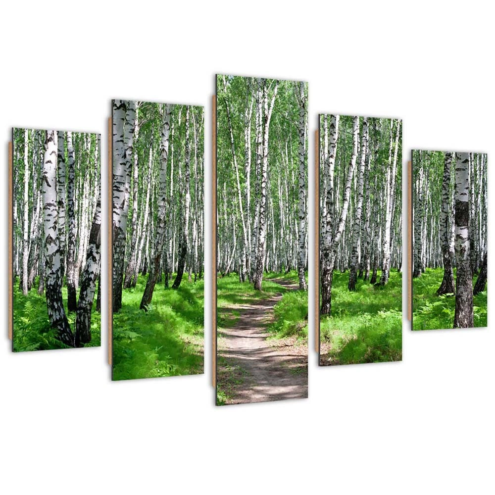 Five piece picture deco panel, Birch forest