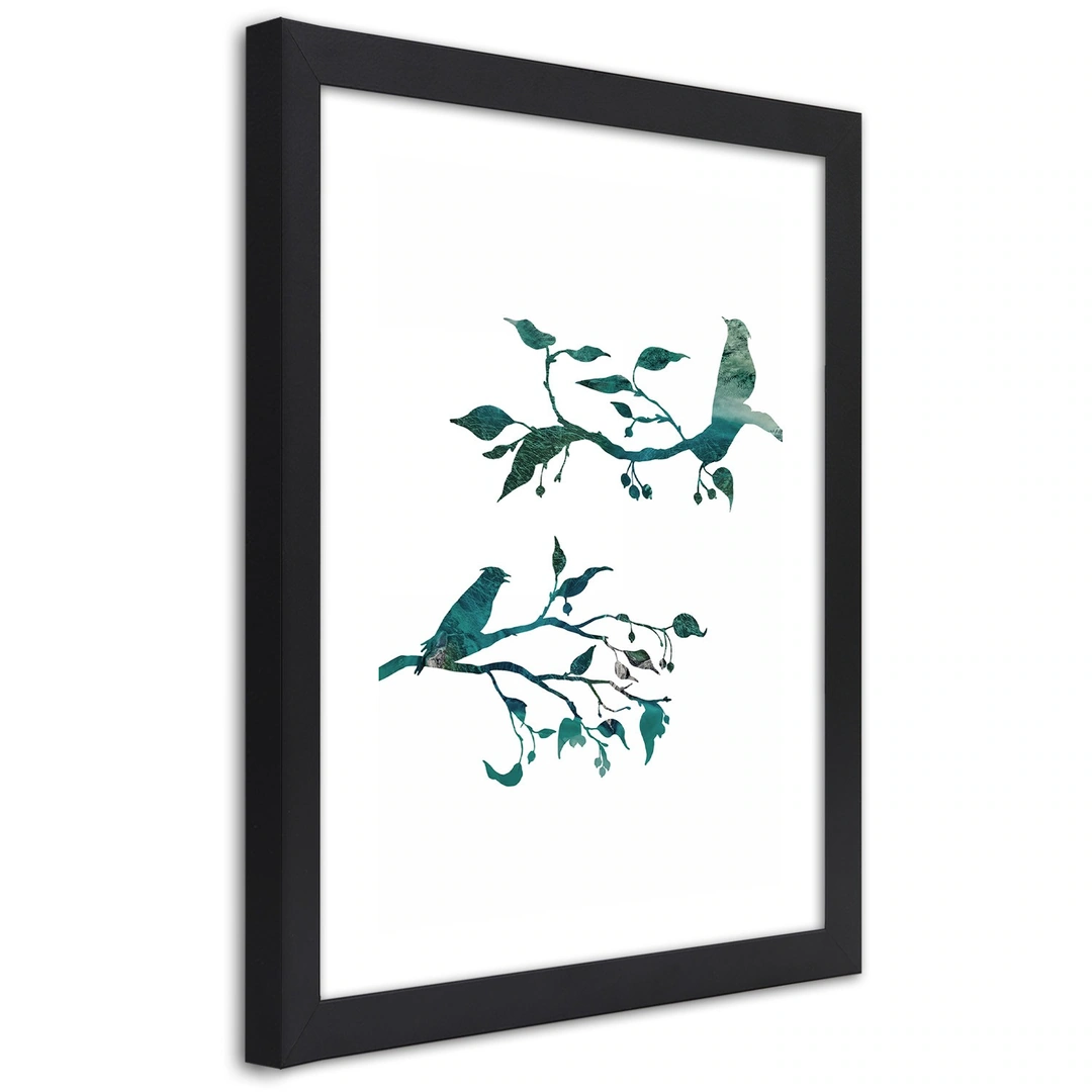 Picture in frame, Birds on branches